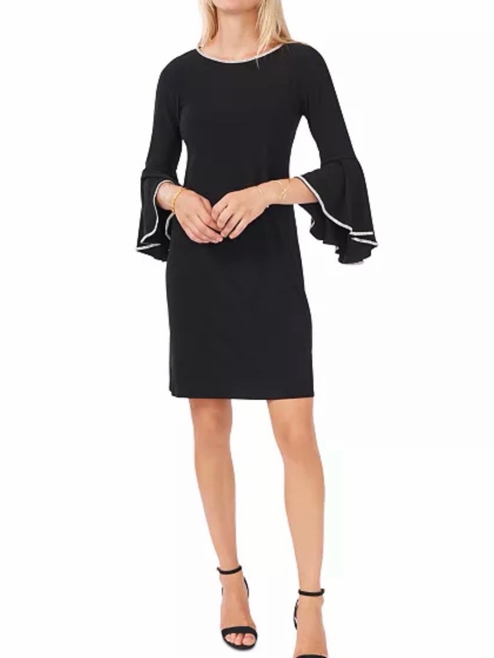 MSK Black Dress with Silver Bedezzled Trim - Large